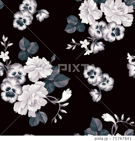 Botanical summer background. Large roses repeat texture. Botanical summer background. Large roses repeat texture. 71767841