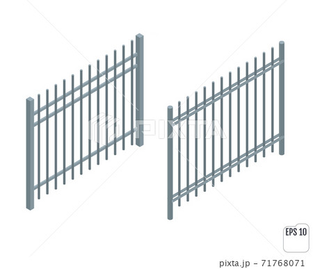 Isometric metall fence sections. Fencing constructor. 71768071