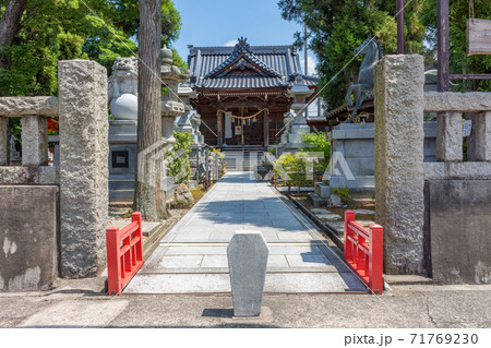 Summer view of Miumajinja, a small local shinto shrine in Nonoichi, Kanazawa, Japan. 71769230