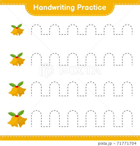 Handwriting practice. Tracing lines of Christmas Bell. Educational children game, printable worksheet, vector illustration 71771704
