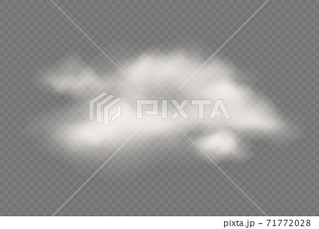 Realistic vector transparent isolated cloud. Cloudy fluffy sky illustration. Storm, rain cloud effects 71772028