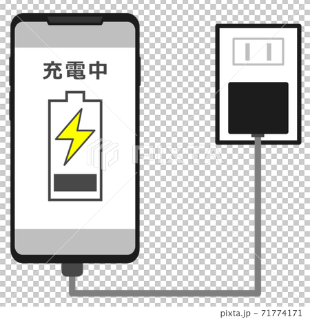 スマホを充電しているイラストのイラスト素材