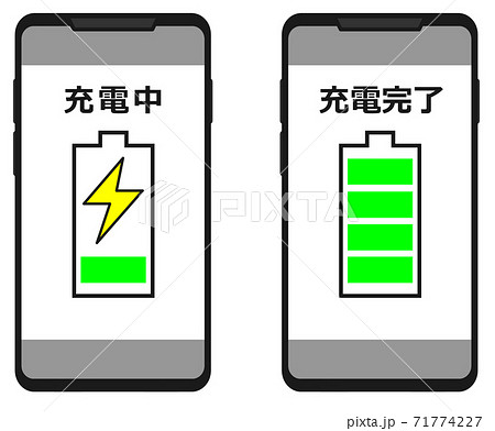 バッテリーのアイコンを表示するスマホ バッテリーのアイコンを表示するスマホ 71774227
