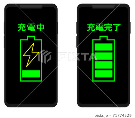 バッテリーのアイコンを表示するスマホ バッテリーのアイコンを表示するスマホ 71774229