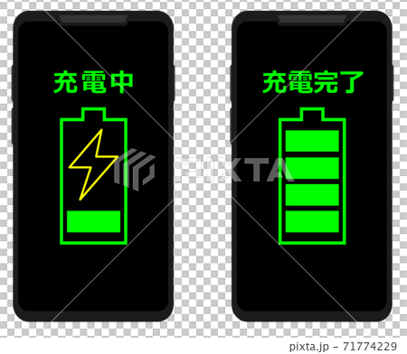 バッテリーのアイコンを表示するスマホ バッテリーのアイコンを表示するスマホ 71774229