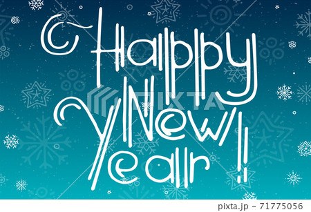 lettering Happy New Year on blue 71775056