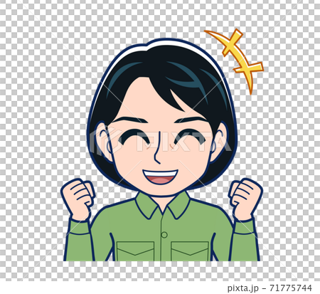Young woman in green work clothes 71775744