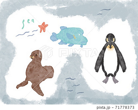 海の生き物のイラスト素材