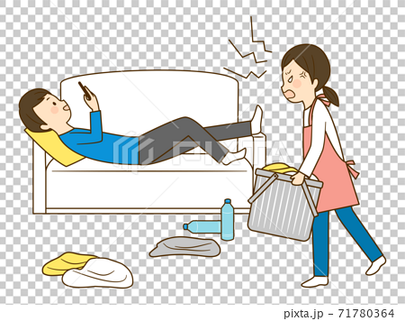 A Wife Who Is Frustrated By A Man Who Is Lazy Stock Illustration