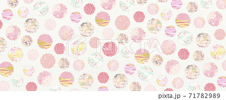 和風背景素材-春を感じさせる雪輪の和柄【5:2】 71782989