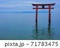 琵琶湖に建立された白髭神社の大鳥居 71783475