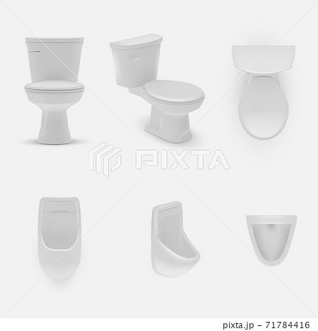 WC lavatory realistic toilet bowl item mockup set WC lavatory realistic toilet bowl item mockup set 71784416