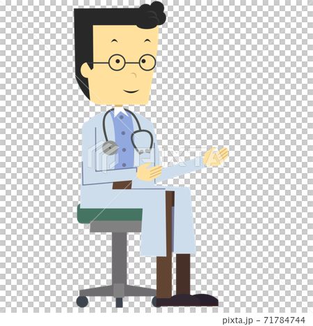 椅子に座り説明する医者 71784744