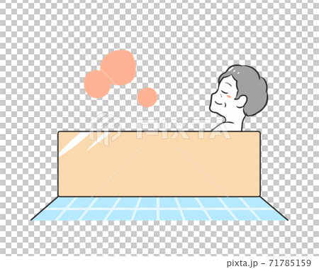 入浴で体が温まる 横向き 高齢女性 入浴で体が温まる 横向き 高齢女性 71785159