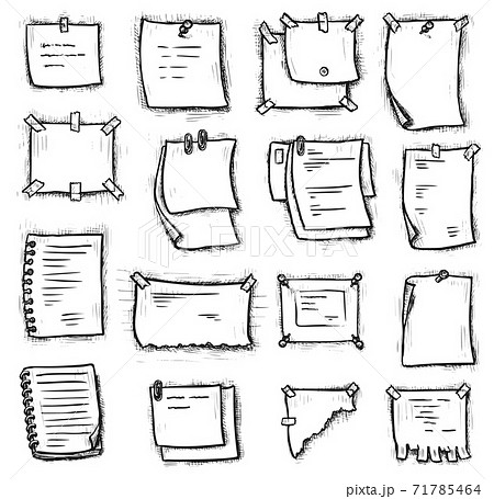 Hanging, attached, pinned paper notebook page set 71785464