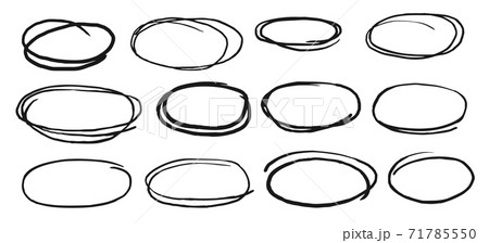 Hand-drawn ellipse round frame or doodle circle set 71785550
