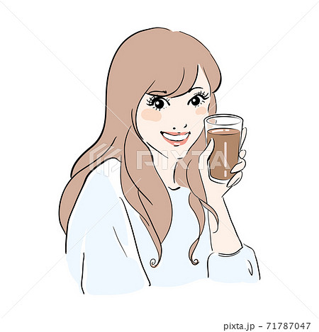 スムージーを飲む笑顔の女性 スムージーを飲む笑顔の女性 71787047