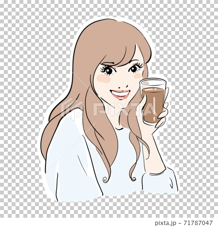 スムージーを飲む笑顔の女性 スムージーを飲む笑顔の女性 71787047