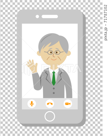 Illustration image of a senior office worker making a video call Illustration image of a senior office worker making a video call 71787102