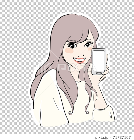 Smiling woman holding a smartphone Smiling woman holding a smartphone 71787107