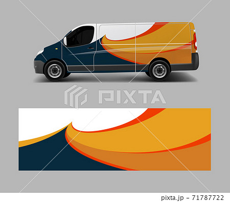 van decal wrap design vector for Company branding . Graphic wrap decal and sticker template vector 71787722