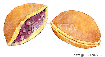 水彩イラスト 食品 和菓子 どら焼き 水彩イラスト 食品 和菓子 どら焼き 71787792