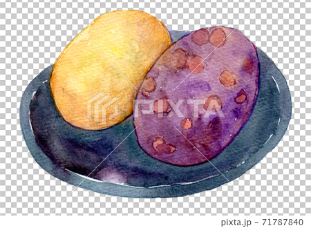 水彩イラスト　食品　和菓子　おはぎ 71787840