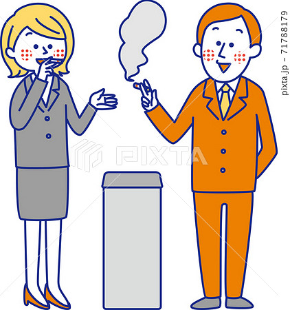 タバコを吸う男女のイラスト素材