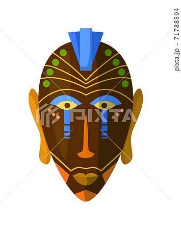 African ritual masked headdress isolated on white African ritual masked headdress isolated on white 71788394
