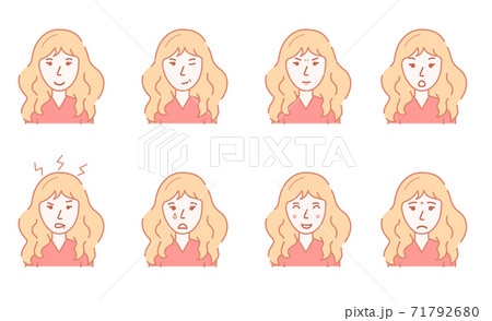 Color Character Person Female and Womans Emotions Concept Contour Linear Style. Vector Color Character Person Female and Womans Emotions Concept Contour Linear Style. Vector 71792680