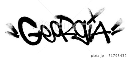 Sprayed Georgia font graffiti with overspray in black over white. Vector illustration. 71793432