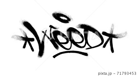 Sprayed Weed Font Graffiti With Overspray In のイラスト素材