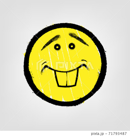 Graffiti emoticon. Smiling face painted spray paint. Vector illustration Graffiti emoticon. Smiling face painted spray paint. Vector illustration 71793487