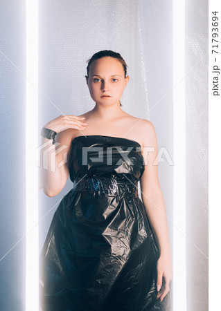 futuristic fashion plastic pollution woman dress futuristic fashion plastic pollution woman dress 71793694