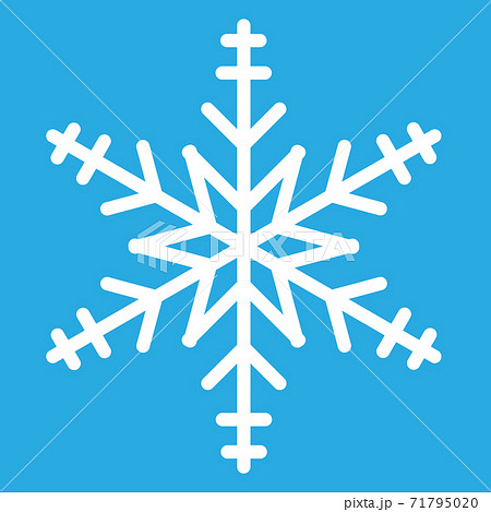 シンプルでかわいい雪の結晶 Snow Flake のイラスト ブルー背景のイラスト素材
