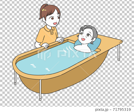 高齢女性の入浴支援 女性介護士 高齢女性の入浴支援 女性介護士 71795319