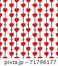 Abstract seamless pattern for Valentines day. Red hearts on a transparent background. Cute hand-drawn simple illustration. Ornament for wrapping paper banner, postcard. Vector illustration about love. 71796177