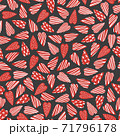 Abstract seamless pattern for Valentines day. Red hearts on a gray background. Cute hand-drawn simple illustration. Ornament for wrapping paper banner, postcard. Vector illustration about love. 71796178