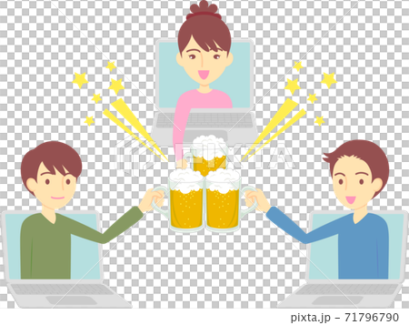 オンライン飲み会のイラストのイラスト素材
