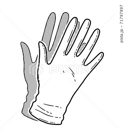 Contour illustration of rubber gloves Contour illustration of rubber gloves 71797897