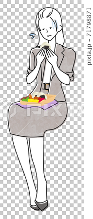座って食事をする女性のイラスト 座って食事をする女性のイラスト 71798871
