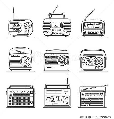 Set Of Simple Vector Images Of Transistor Radio のイラスト素材