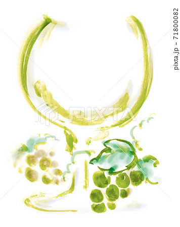 余白のあるワイングラスとぶどうの手描きのイラストのイラスト素材 余白のあるワイングラスとぶどうの手描きのイラストのイラスト素材