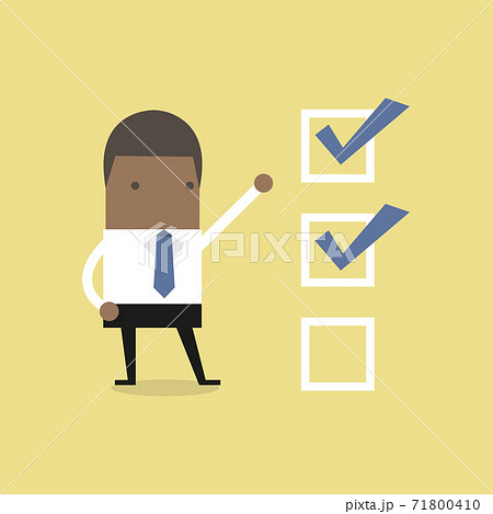African businessman with important checklist. 71800410