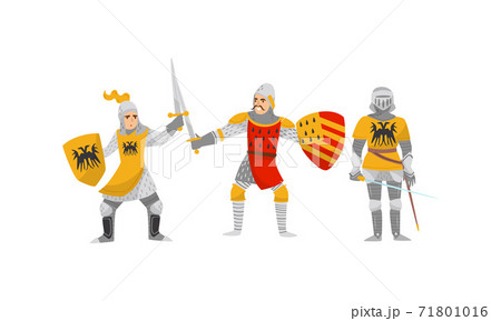 Knights in Iron Armour Suit and Sharp Sword Vector Set Knights in Iron Armour Suit and Sharp Sword Vector Set 71801016