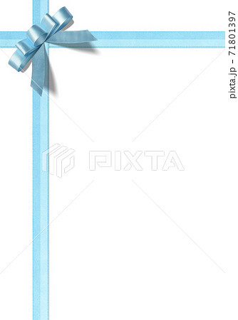 ブルーのクロスリボンがおしゃれな ホワイトスペースのイラスト素材 71801397 Pixta