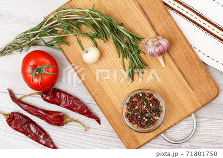Ingredients for cooking meat or fish on wooden boards. Ingredients for cooking meat or fish on wooden boards. 71801750