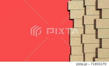 Four rectangle shape wafer biscuits 3d render on red Four rectangle shape wafer biscuits 3d render on red 71803279
