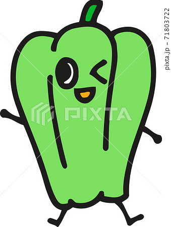 ピーマンのキャラクターのイラスト素材