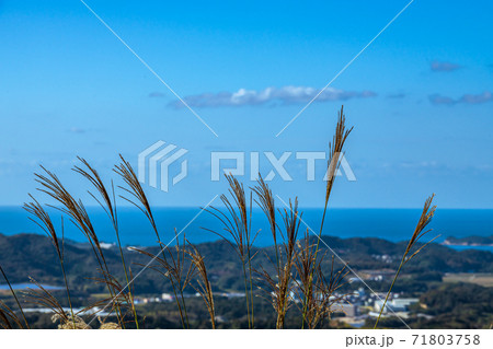 秋の川棚温泉と青空の日本海【山口県】 71803758
